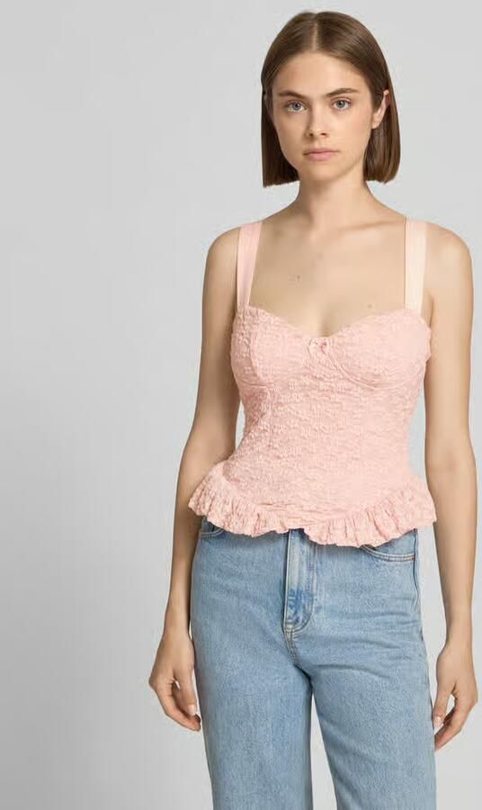 Gina Tricot slim fit top met all-over kant - Foto 2