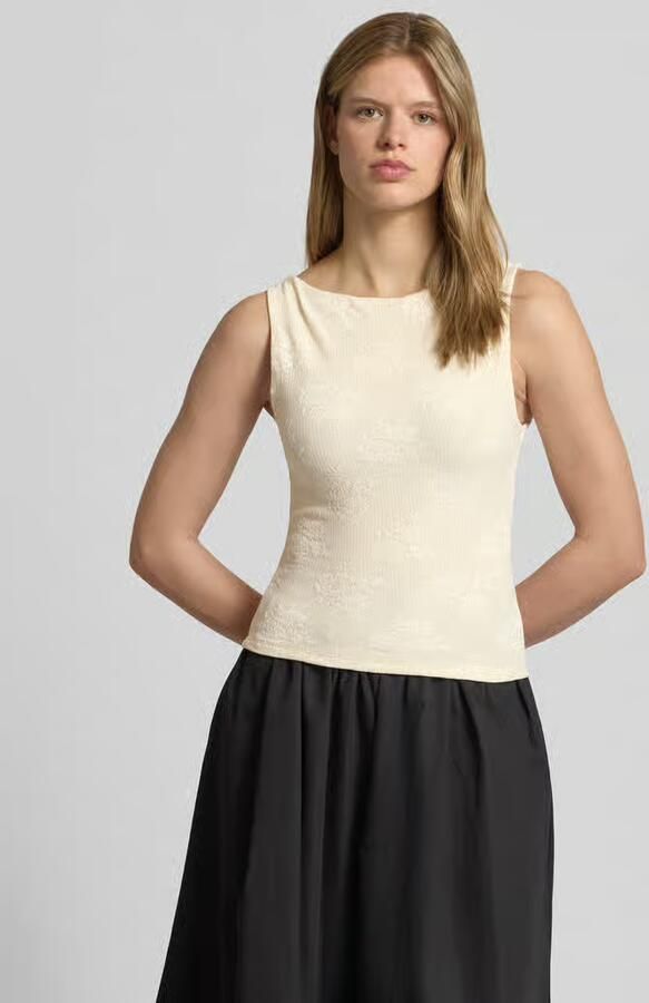 Gina Tricot slim fit top met florale all-over stitching model 'Jacquard' - Foto 2