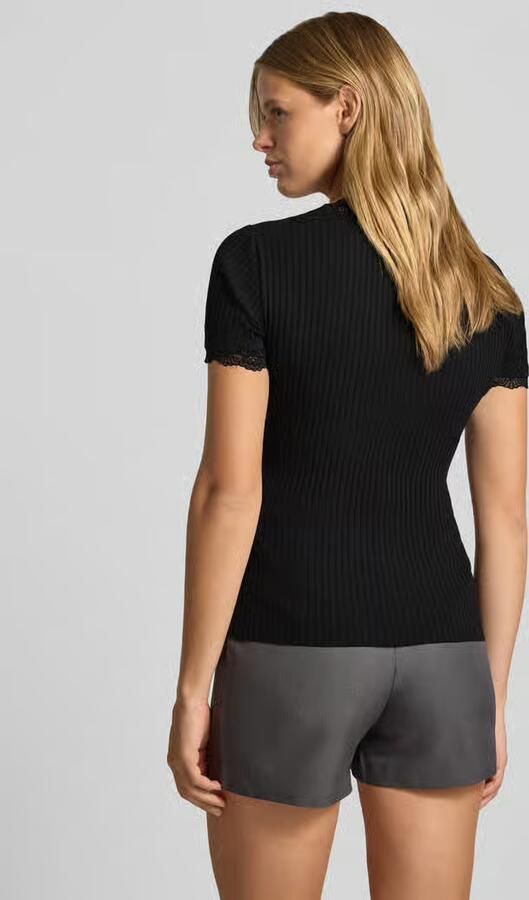 Gina Tricot T-shirt in riblook met kant - Foto 3