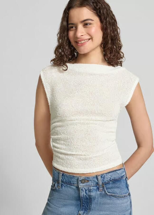 Gina Tricot Top in bouclé-look met boothals - Foto 2