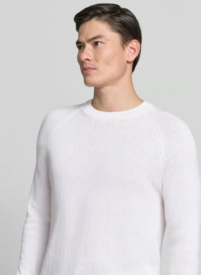 Gran Sasso Gebreide pullover van mix van katoen en kasjmier met ronde hals