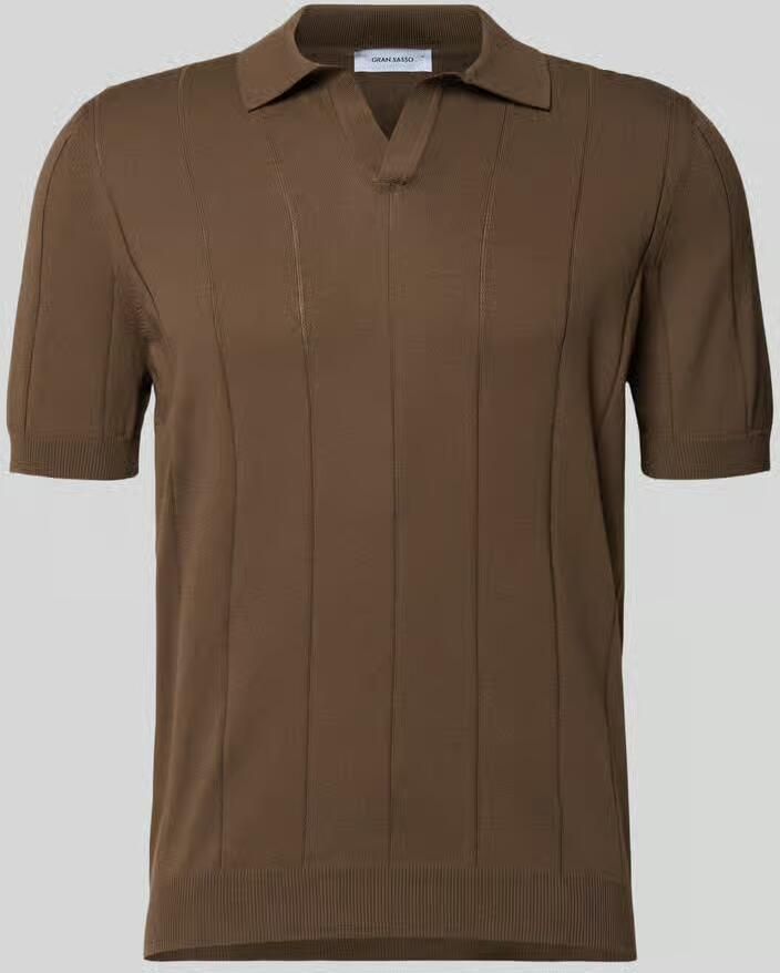 Gran Sasso regular fit poloshirt met brede ribpatroon en V-hals - Foto 2