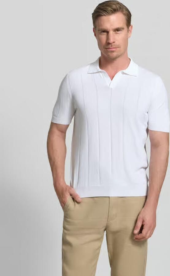 Gran Sasso regular fit poloshirt met brede ribpatroon en V-hals - Foto 2