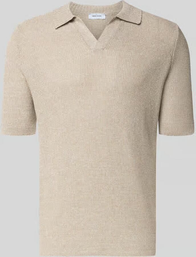 Gran Sasso slim fit poloshirt met V-hals
