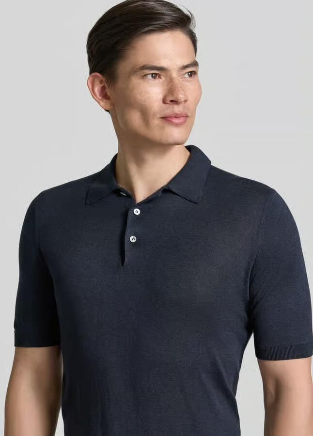 Gran Sasso slim fit poloshirt van pure zijde