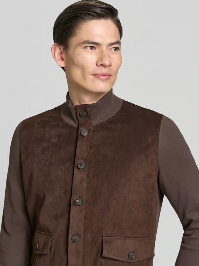 Gran Sasso Veloursjack met opstaande kraag en knoopsluiting
