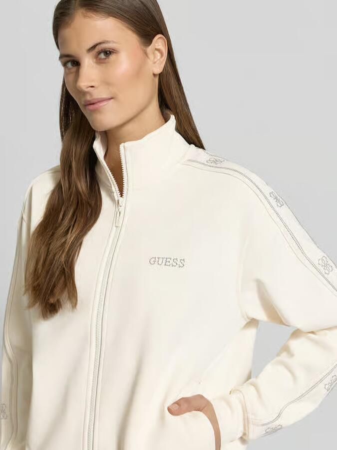 GUESS Activewear regular fit sweatjack met siersteentjes van met viscose model 'Octavia'