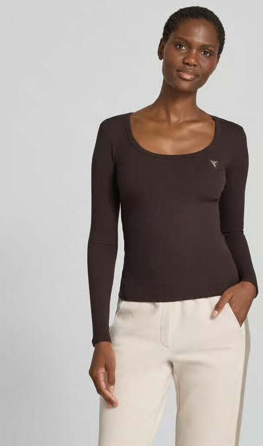 GUESS Activewear Shirt met lange mouwen in riblook met labelapplicatie model 'COLETTE' - Foto 3