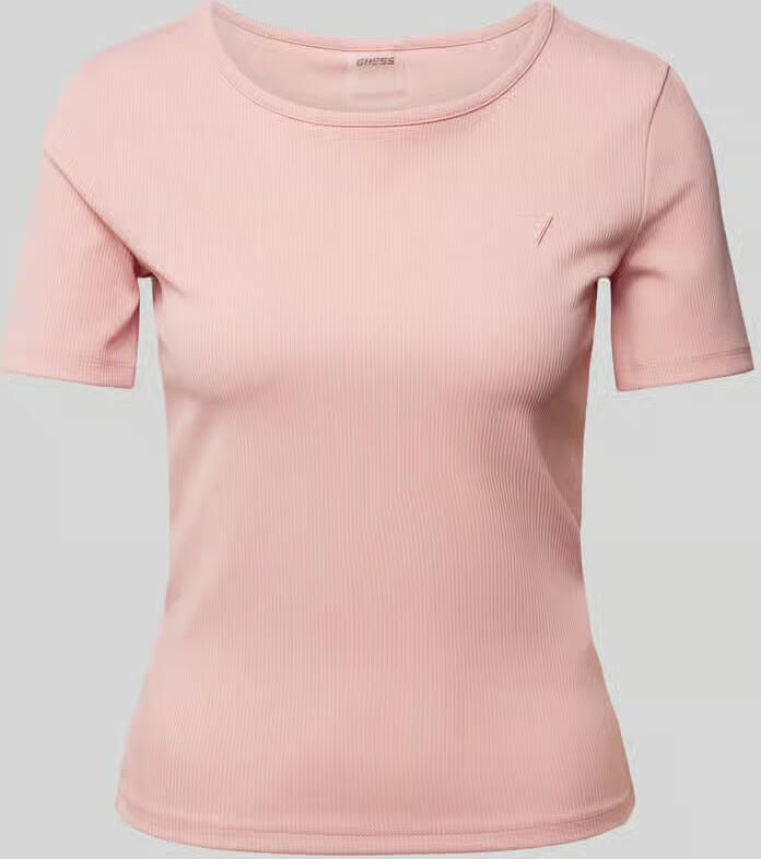 GUESS Activewear T-shirt met geribde ronde hals model 'STEFFI' - Foto 2