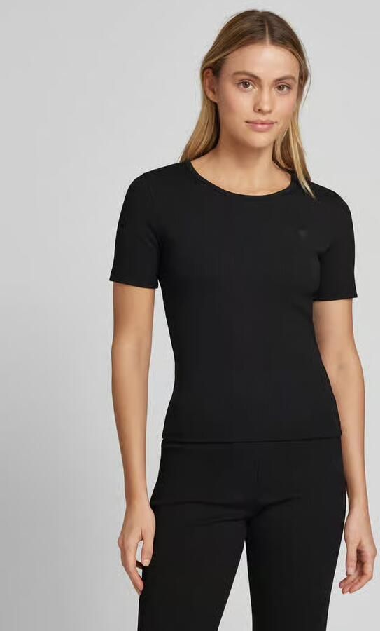 Guess Activewear T-shirt met geribde ronde hals model 'STEFFI' - Foto 4