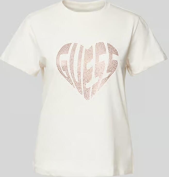 Guess Crème Katoenen T-shirt Lente Zomer Collectie White Dames - Foto 2
