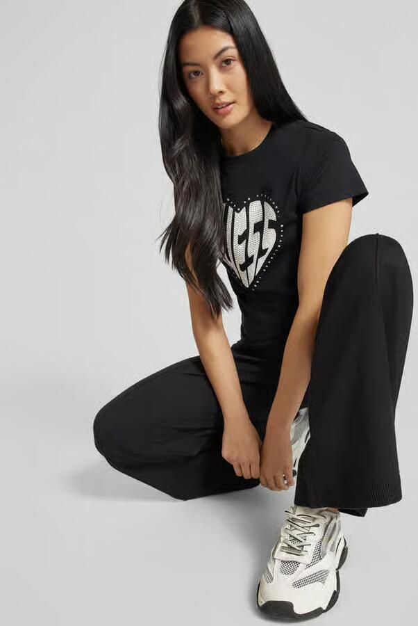 Guess Zwarte Katoenen Dames T-Shirt Lente Zomer Black Dames