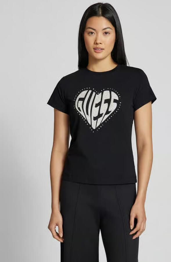 Guess Zwarte Katoenen Dames T-Shirt Lente Zomer Black Dames - Foto 3