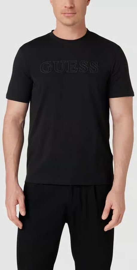 Guess Organisch Katoenen 3D Logo T-Shirt Zwart Black Heren - Foto 2