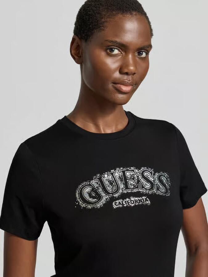 GUESS Activewear T-shirt van mix van viscose en elastaan met logo