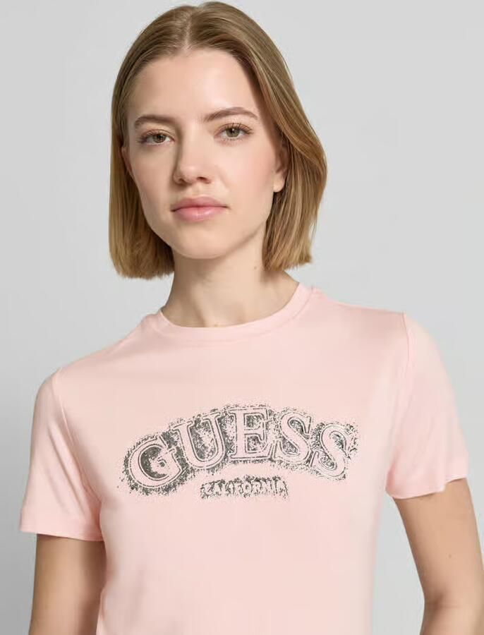 GUESS Activewear T-shirt van mix van viscose en elastaan met logo