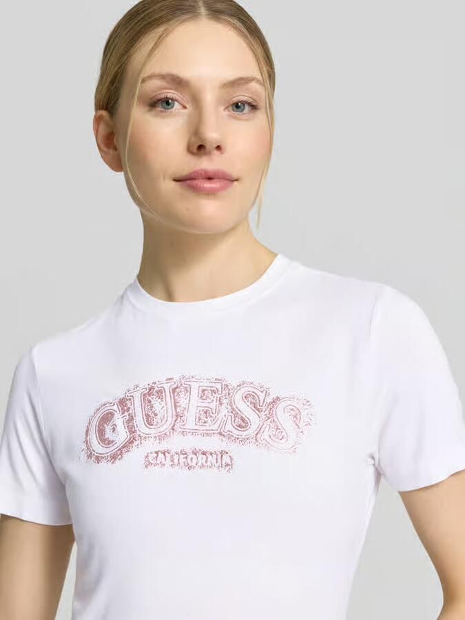GUESS Activewear T-shirt van mix van viscose en elastaan met logo