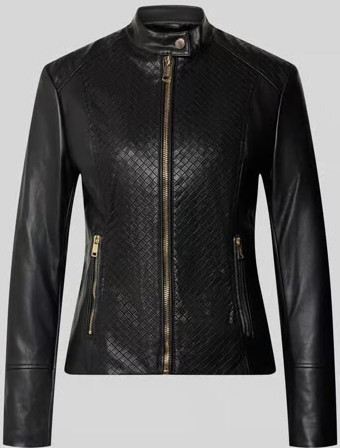 Guess Bikerjack in leerlook met opstaande kraag model 'CLAUDINE'