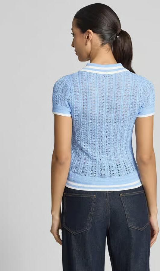 Guess Gebreid shirt van viscosemix met polokraag - Foto 2