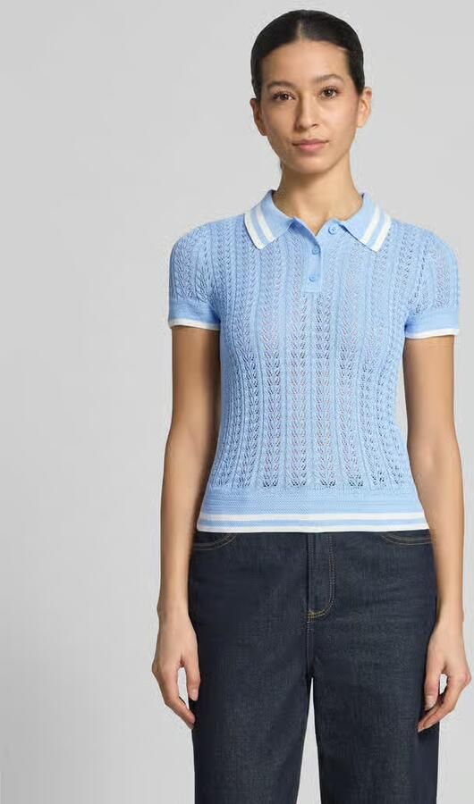 Guess Gebreid shirt van viscosemix met polokraag - Foto 3