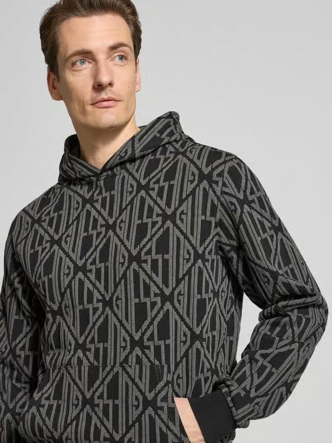 Guess Hoodie in all-over look met kangoeroezak - Foto 2
