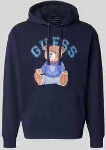 Guess hoodie met labelprint en kangoeroezak