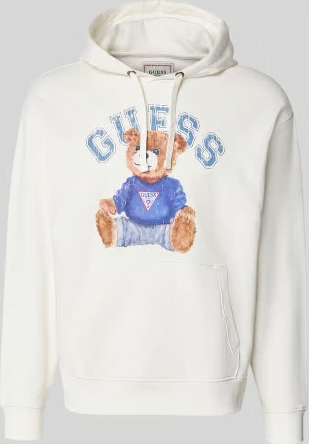 Guess hoodie met labelprint en kangoeroezak - Foto 2