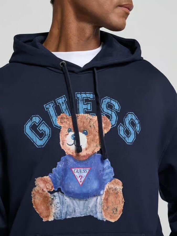 Guess hoodie met labelprint en kangoeroezak