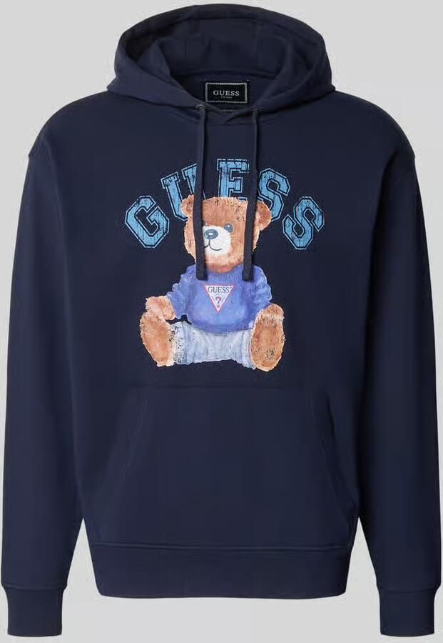 Guess hoodie met labelprint en kangoeroezak - Foto 2