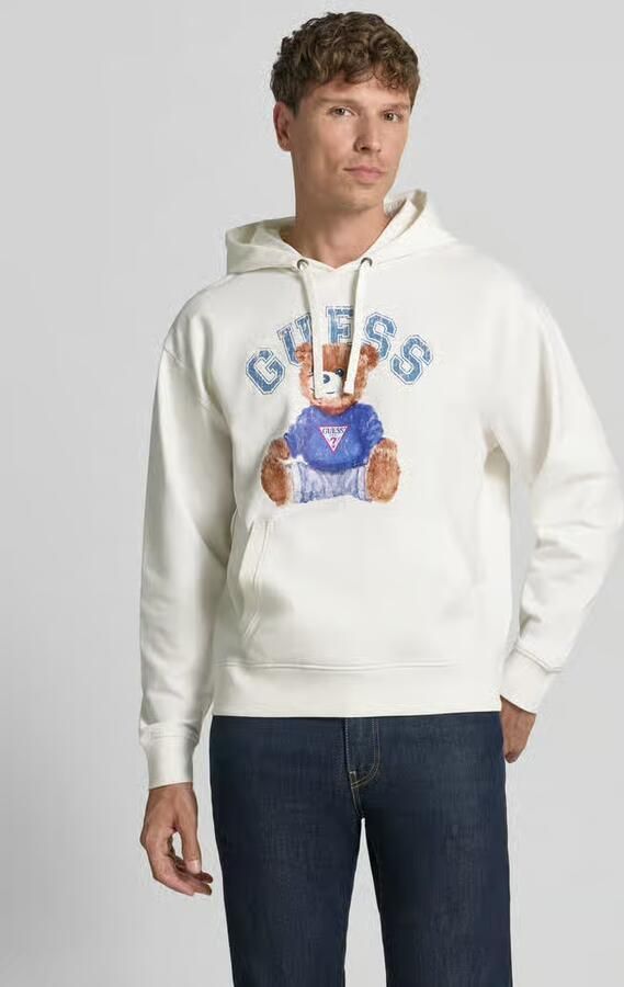 Guess hoodie met labelprint en kangoeroezak - Foto 2