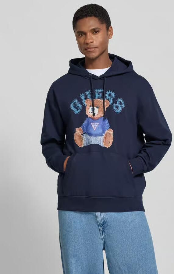 Guess hoodie met labelprint en kangoeroezak - Foto 2
