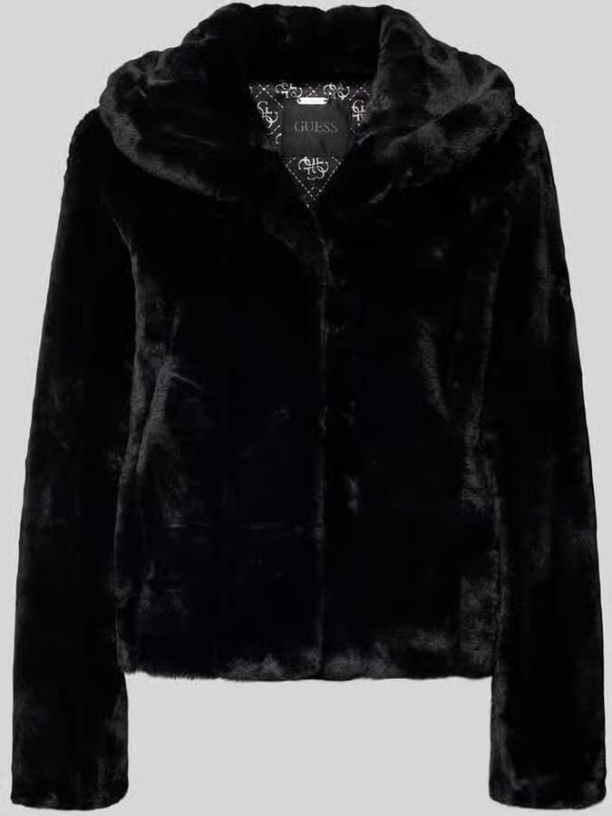 Guess Jack van imitatiebont en schapenvacht Black Dames