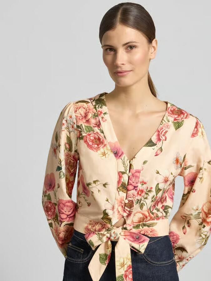 Guess Kort blouse van mix van linnen en viscose model 'SHIRLEY'
