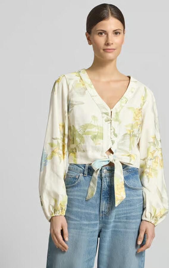 Guess Kort blouse van mix van linnen en viscose model 'SHIRLEY' - Foto 3