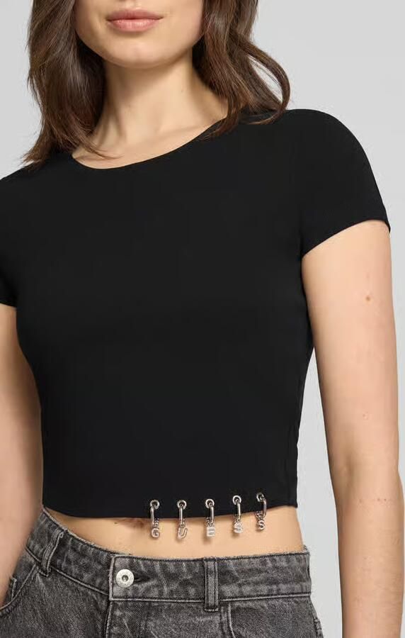 Guess Kort t-shirt met logo-charms model 'Elisabette'