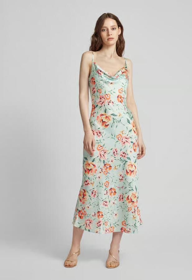Guess Bloemen Satijnen Midi Jurk Multicolor Dames - Foto 2