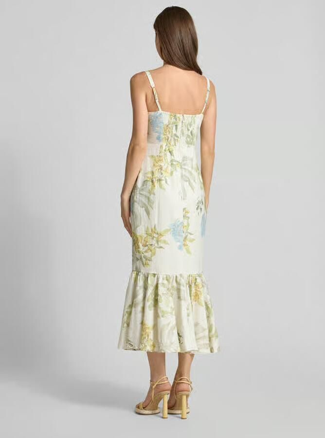 Guess midi-jurk van linnenmix met volantzoom model 'RORY'