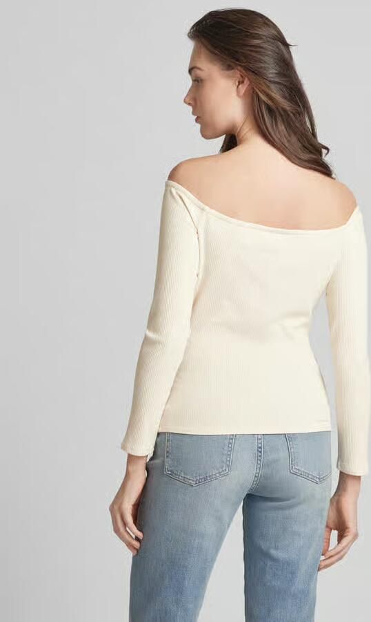 Guess Off shoulder-shirt met lange mouwen in riblook