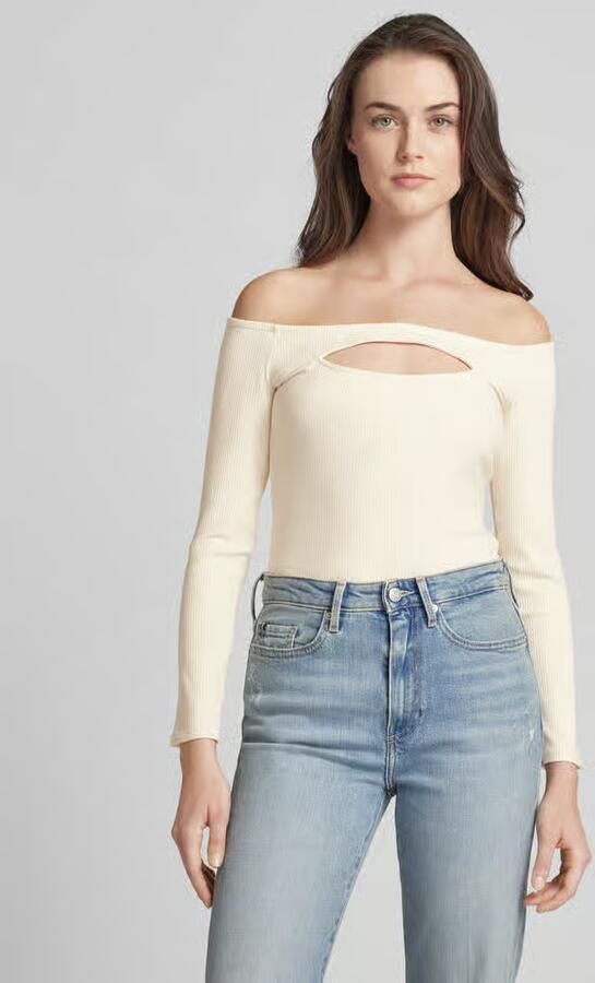 Guess Off shoulder-shirt met lange mouwen in riblook - Foto 2
