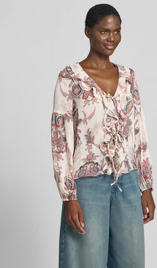 Guess regular fit blouse met ruches model 'Emy' - Foto 4