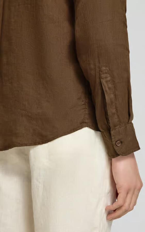 Guess regular fit linnen overhemd met kentkraag en borstzak