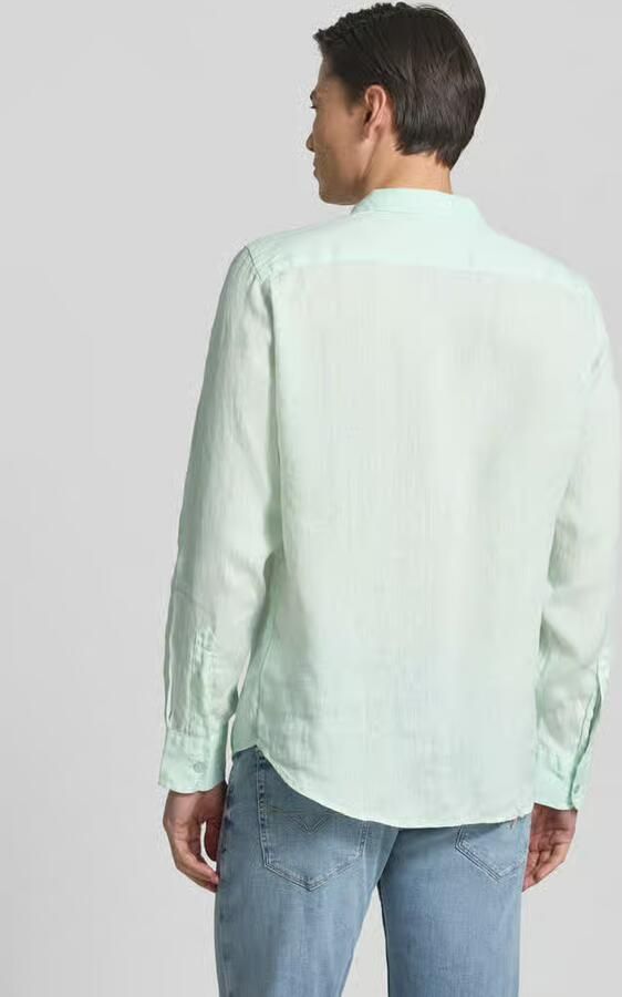Guess regular fit linnen overhemd met kentkraag en borstzak - Foto 3