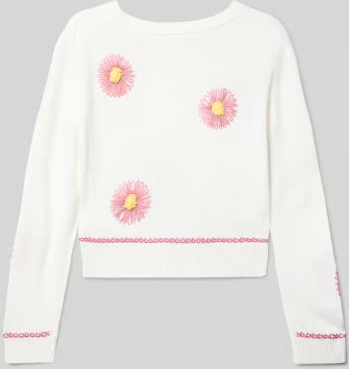 Guess Regular fit shirt met lange mouwen in gebreide look met gebloemde siergarnering