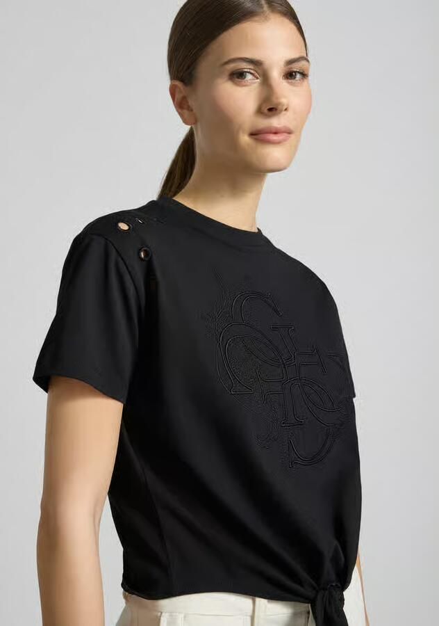 Guess Katoenen Kortemouw T-shirt Dames Collectie Black Dames