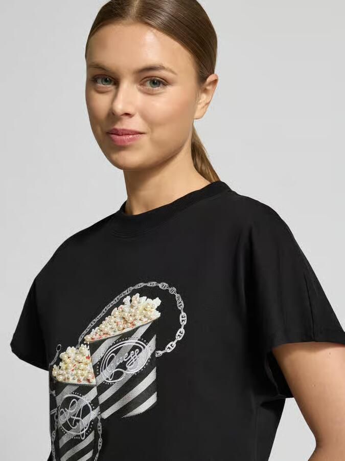 Guess Regular fit T-shirt met siersteentjes model 'Popcorn' - Foto 2