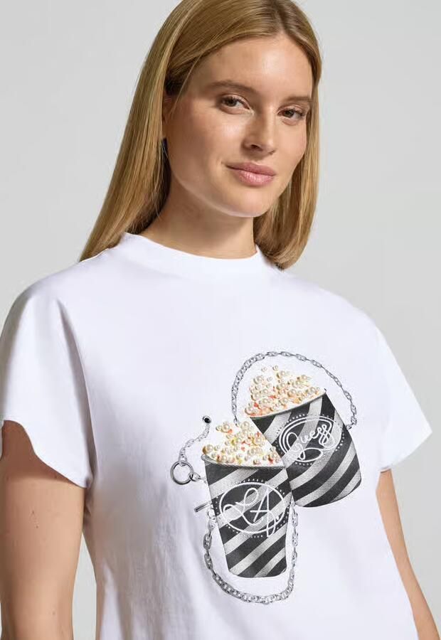 Guess Regular fit T-shirt met siersteentjes model 'Popcorn' - Foto 2