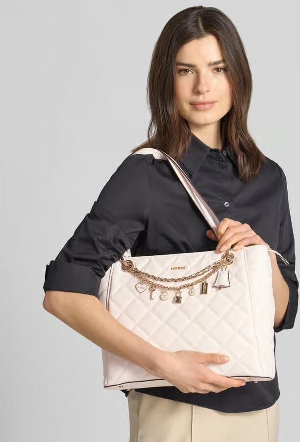 Guess schoudertas met kettingdetail model 'LIBBY NOEL TOTE' - Foto 3