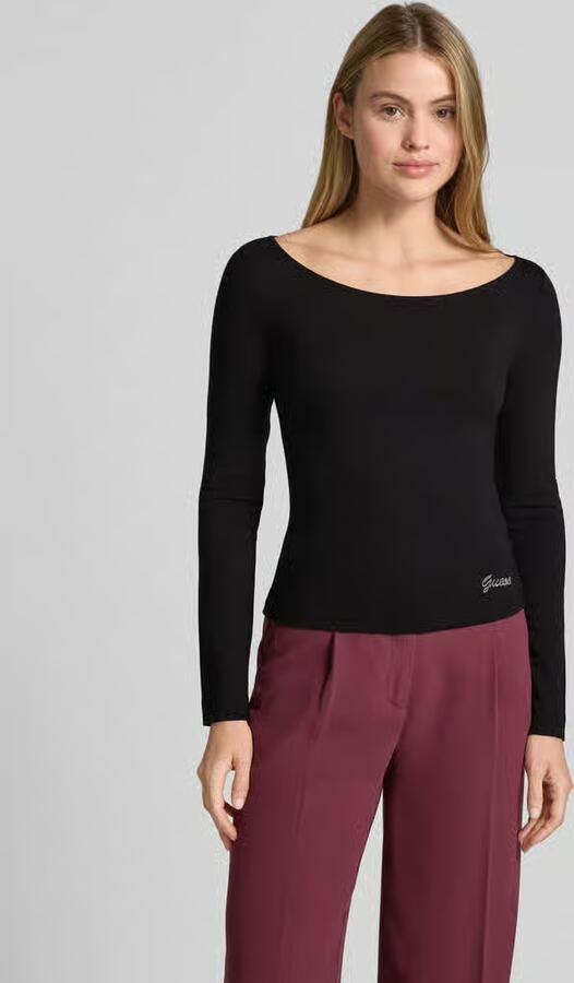 Guess Shirt met lange mouwen en geribde boothals - Foto 2