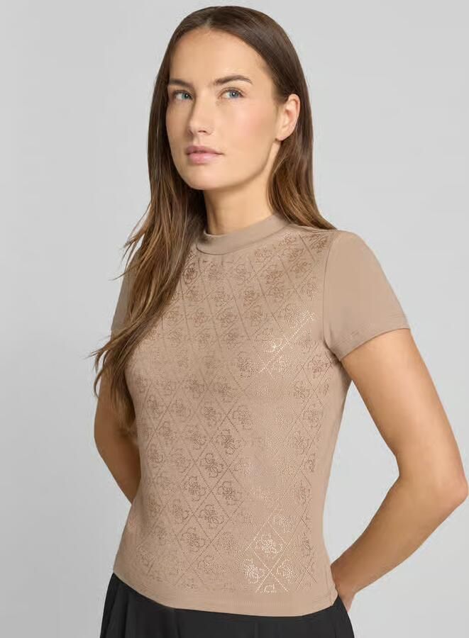 Guess Slim fit T-shirt met all-over strass-steentjes - Foto 2