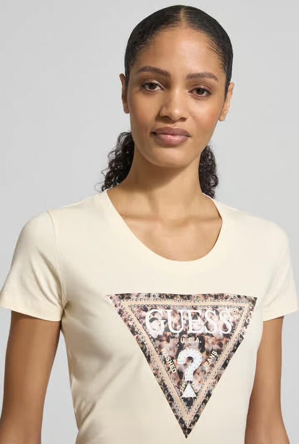 Guess Slim fit T-shirt met siersteentjes - Foto 2